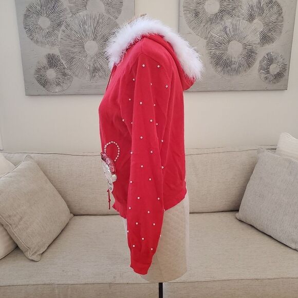 Collective Works Of Berek 2 Embellished Christmas Santa Clause Zip-Up Hoodie LG - Picture 7 of 13